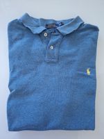Polo Ralph en maille bleu, coupe Custom Fit,
