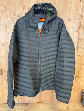 Mammut Herren Daunenjacke 2XL Oliv/Grau mit Kapuze