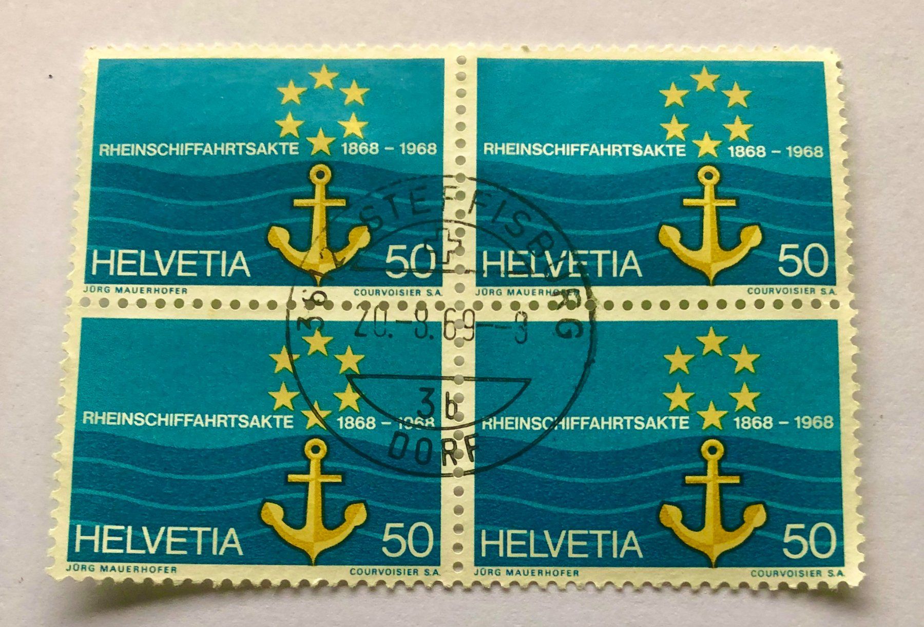 Tutti i francobolli: 4er Block Nr.460 Stempelt  Steffisburg 1968    – Usato da Aarau venduto da Billa007