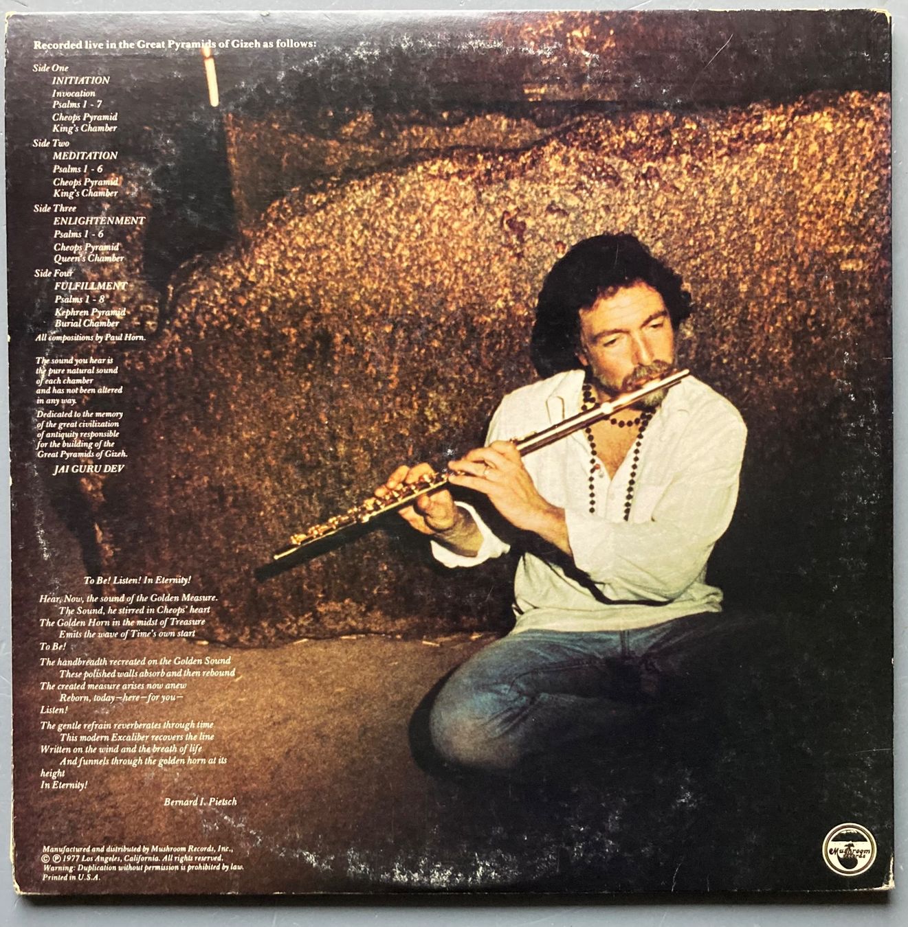 Vinyles: PAUL HORN - INSIDE THE GREAT PYRAMID – D'occasion à Poliez-Pittet par Newtown-Records 1