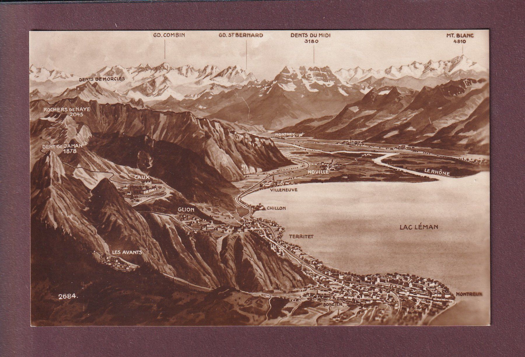 Cartoline postali: MONTREUX et environs - Vol d'oiseau – Usato da Pully venduto da nicecards