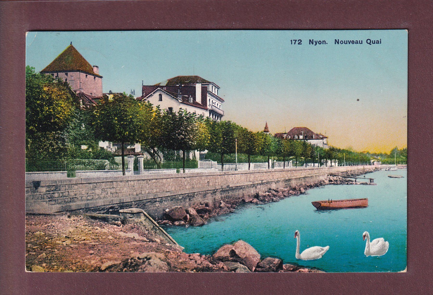 Cartoline postali: NYON - Nouveau Quai - 1917 – Usato da Pully venduto da nicecards