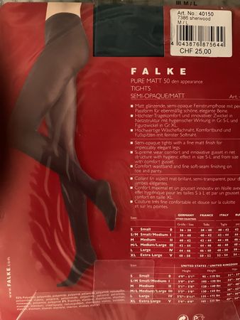 Falke Pure Matt 50 Tights, Gr. M/L, Sherwood, Tannengrün