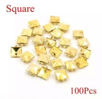 100 Pcs Platz Pyramide Studs Nieten Metall Gold 10 mm Nieten