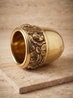 Antique Brass wmf  Flower Pot Rose Relief Decoration