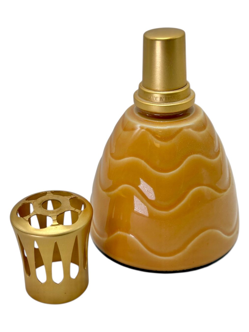 Maison Berger Duftöldiffusoren: Lampe Berger Majolique "vagues" de couleur moutarde – Gebraucht aus Morges von Novantica 1