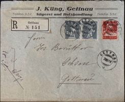1918 Gettnau Einschreibebrief Sägerei Küng Schweiz