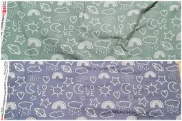 Jersey-Kinderstoff mintgrün/grau 2Stück je 50x150cm