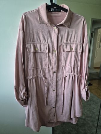 Zara Hemd Bluse Kleid, Gr. L, Rosa 🌸