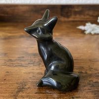 ✲ Goldschein Obsidian Fuchs Skulptur ✲ 55g / 61mm Carving