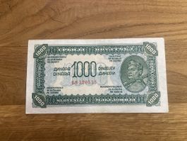 1000 dinar de 1944 de Yougoslavie SUP