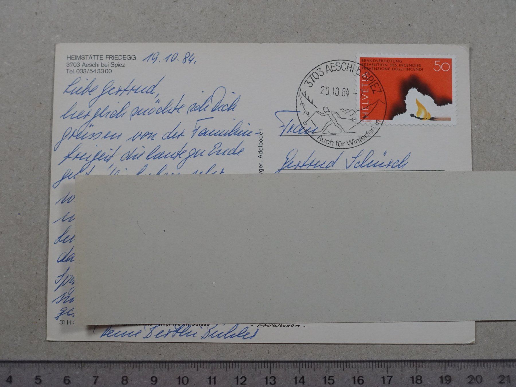 Ansichtskarten: Aeschi bei Spiez, Heimstätte Friedegg, 1984 – Gebraucht aus Lenzburg von fh1 1