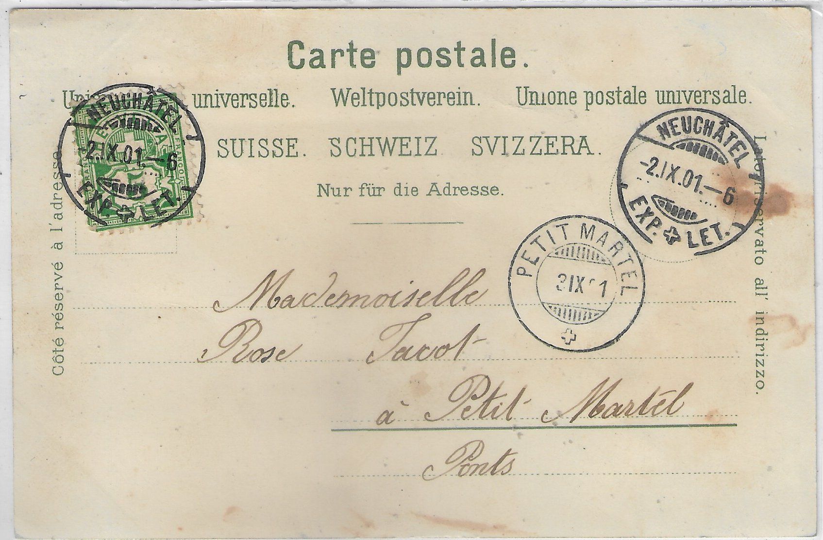 Cartoline postali: Souvenir de Neuchatel - Litho – Usato da Ettingen venduto da Kartenplanet 1