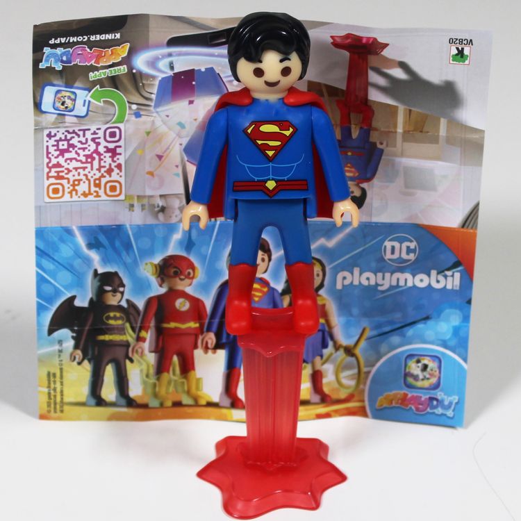 Custom Playmobil Superman figura superhéroe con capa roja y traje azul artesanal
