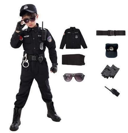 Kinder Polizei Kostüm 7-teilig