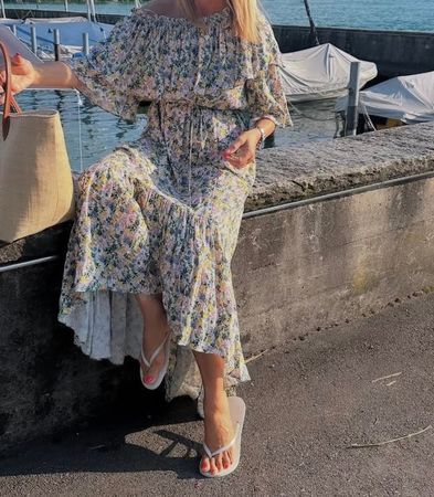 Sommerliches Maxikleid mit Blumenmuster, Grösse 38