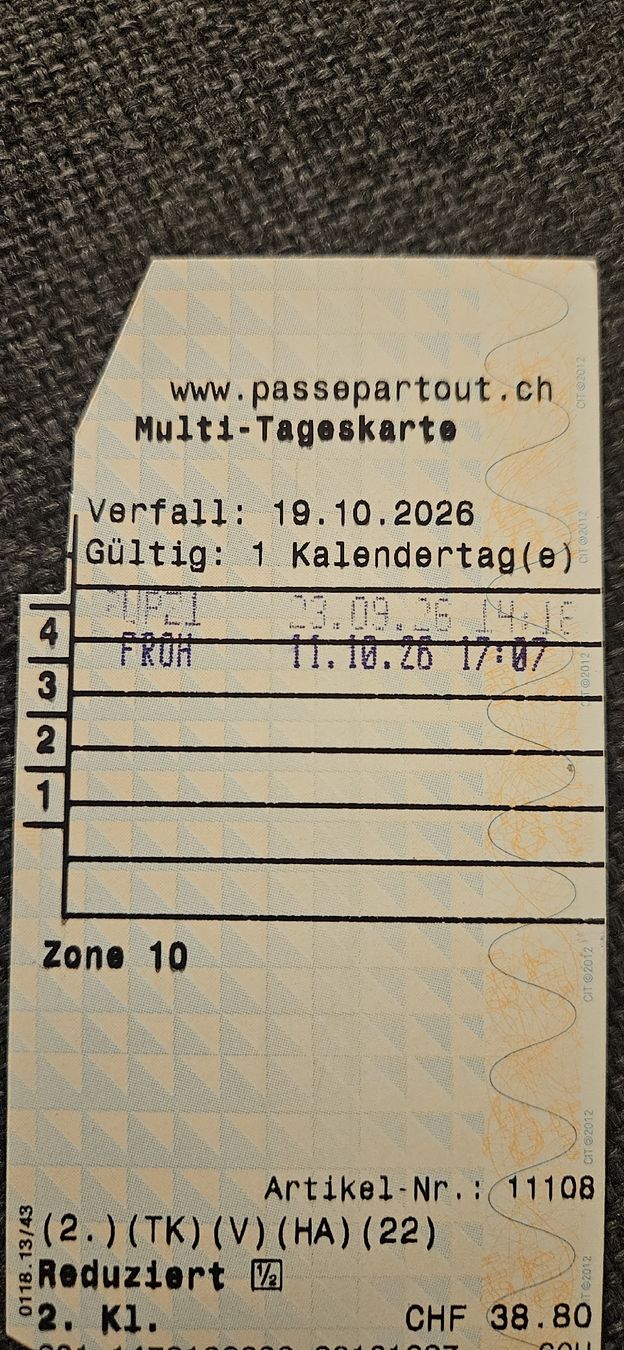 Billets: Multi-Tageskarte – D'occasion à Luzern par msa_k7cw