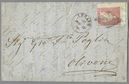 1855, Z/24A ECKRANDBOGEN, BRIEF LUGANO-OLIVONE SIGN. WEID