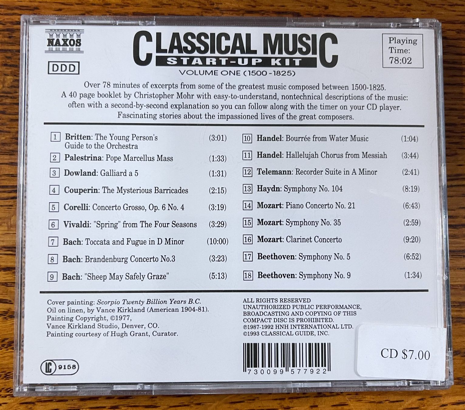 CD: CLASSICAL MUSIC - Volume ONE(1500 - 1825) CD – Usato da Oftringen venduto da Vucki 1