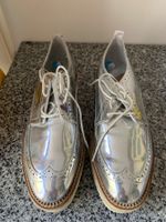 Stradivarius Schuhe Sneakers Gr.39 Plateau Silber Lack