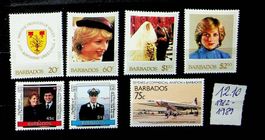 BARBADE TIMBRES  NEUFS** 1982-89. COTE 12.10 EUROS /AV50