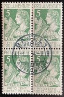 PJ 1913 Viererblock gestempelt 'BASEL I', SBK 400 Fr.
