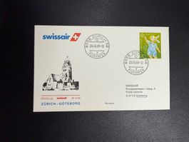 Swissair Erstflugbrief Zürich-Göteborg 1989