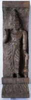 Antikes Holzrelief Indien Gottheit Tempel Skulptur