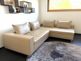 Designer Ecksofa Leder beige „team by wellis