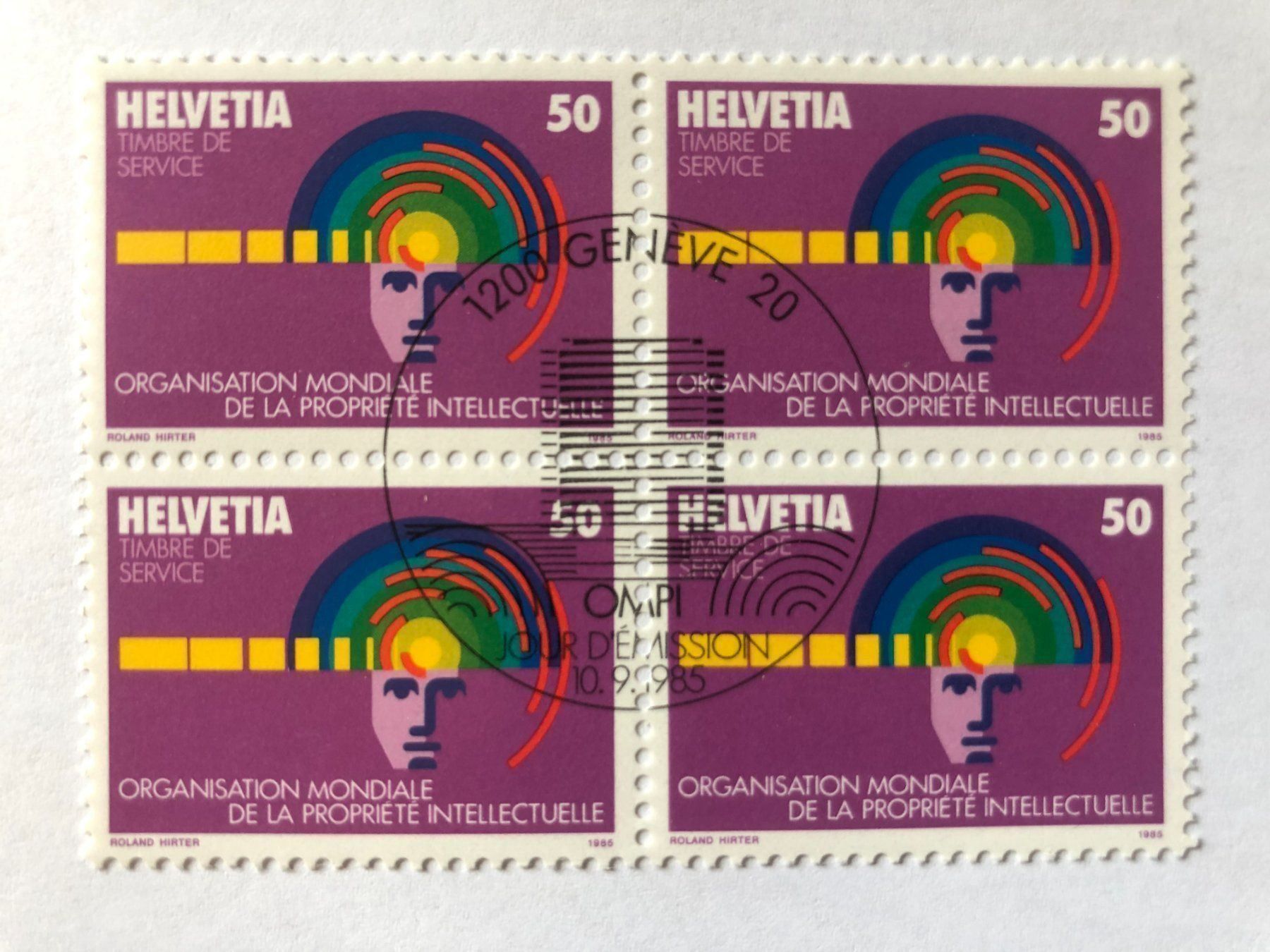 Alle Briefmarken: 10.9.1985 Genf Geistiges Eigentum OMPI – Gebraucht aus Hefenhofen von Bierinder