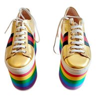 Gucci peggy gold platform rainbow sneakers 35 IT