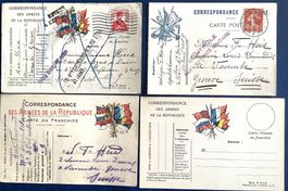 1915-16 Frankreich Militärische Korrespondenz 3x mit Zensur