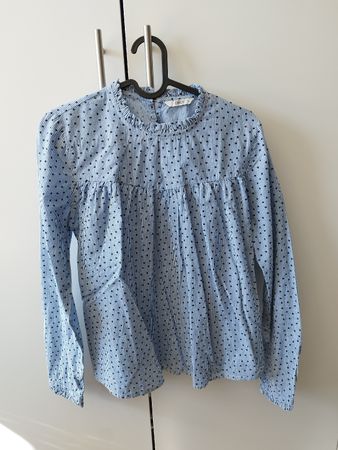 Damen Bluse blau / weiss gestreift mit Sternchen / Gr. 36