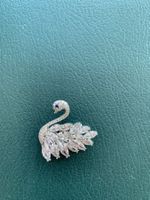 Eleganter Schwan Brosche mit Zirkonia / Kristall-Stein