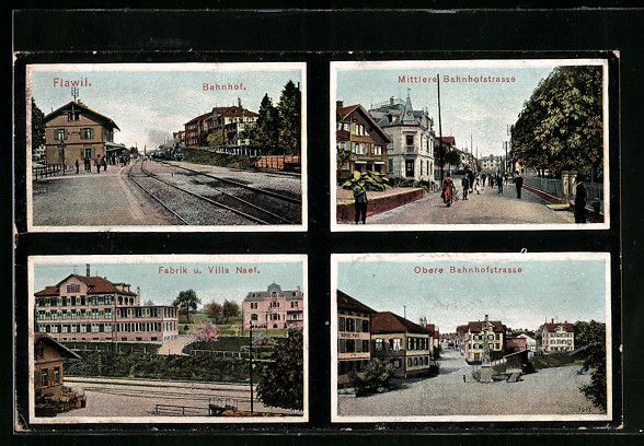 Ansichtskarten: Flawil, Bahnhof, Mittlere Bahnhostrasse, – Gebraucht aus Berlin von bartko-reher