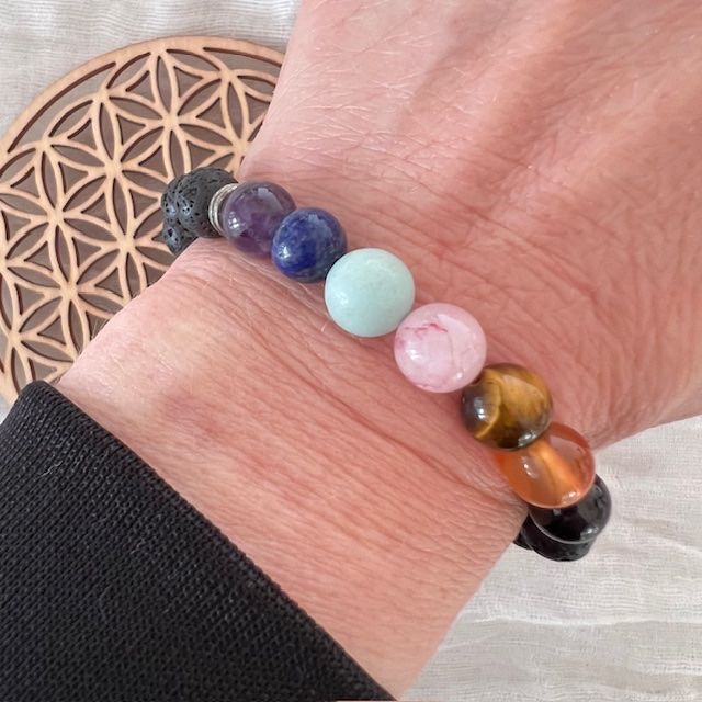 Bracciali & Braccialetti: Bracelet 7 chakras - base cristal pierre de lave – Nuovo e nell'imballaggio originale da Pully venduto da sunaddict 4