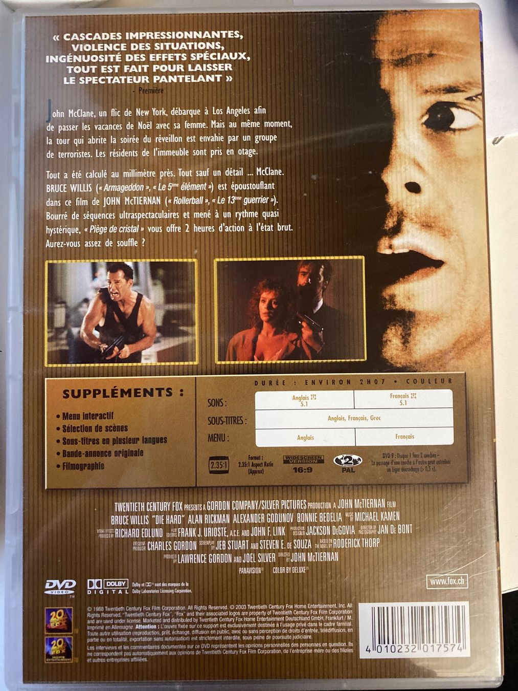Tutti i DVDs: DVD -  Piège de Cristal - Die Hard - Bruce Willis – Usato da Le Brassus venduto da cinema13 1