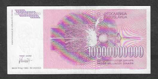 Banknoten: Yugoslavia  10  Miliardi  1993  Gebraucht – Gebraucht aus Gordola von coinsandnotes 1