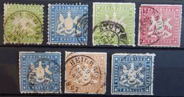 Württemberg ex. Kat. 25-35 gest. 1863/68 Kat. 435 Euro