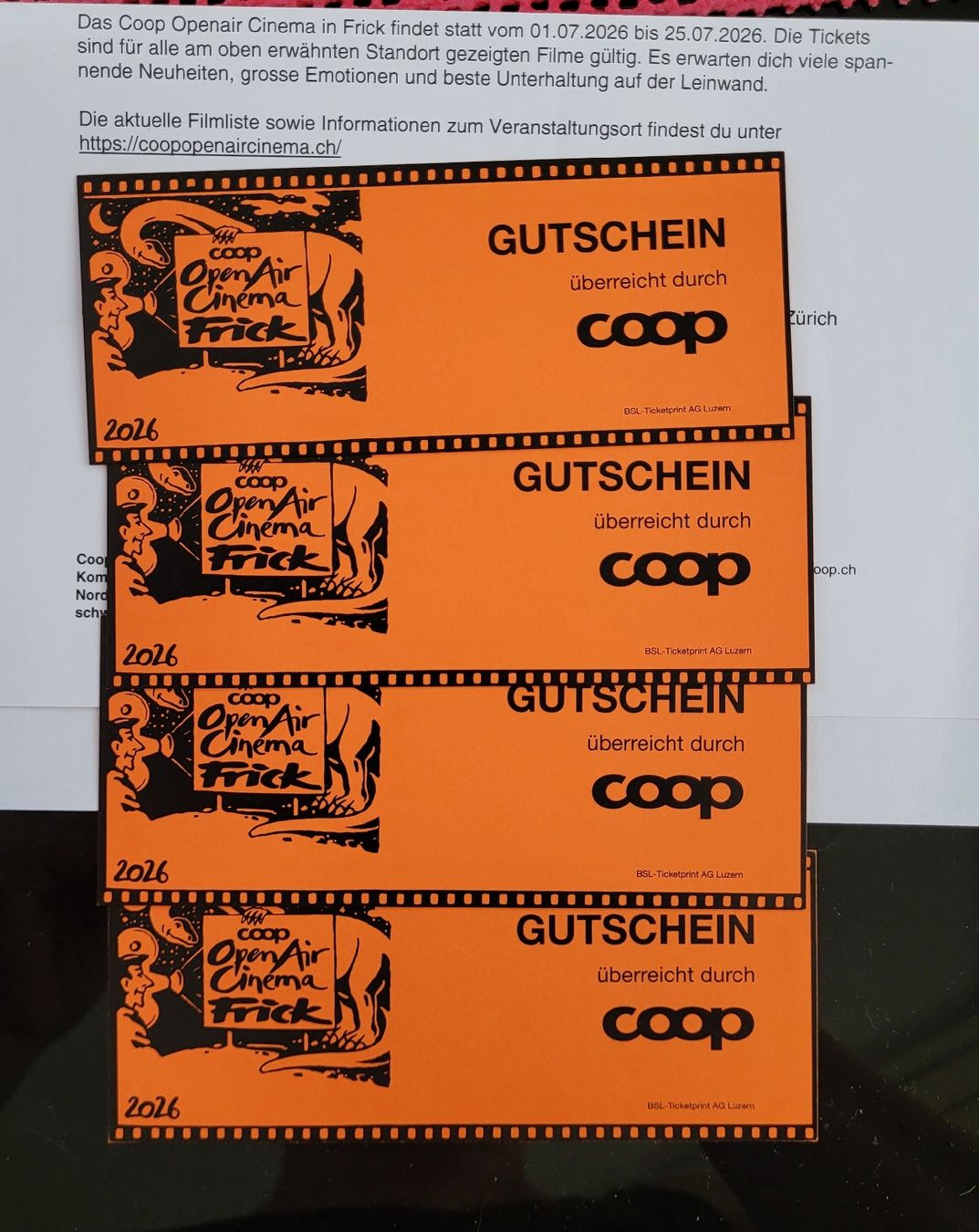 Tickets: Open Air Cinema Frick – Neu (gemäss Beschreibung) aus Therwil von Hexe13