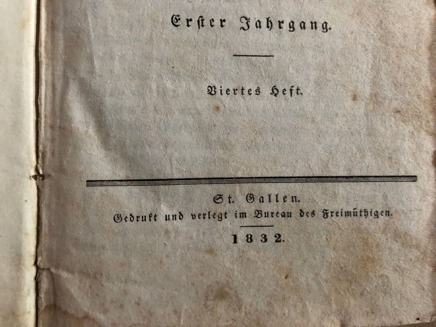 Bücher: Schweizerblätter oder schweizerischer Merkur. 1832 – Gebraucht aus Zürich von allp 3