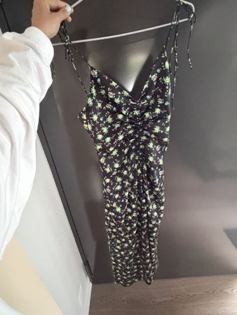 Sandro Black Floral Print Midi Dress - Size 34- Summer Vibe