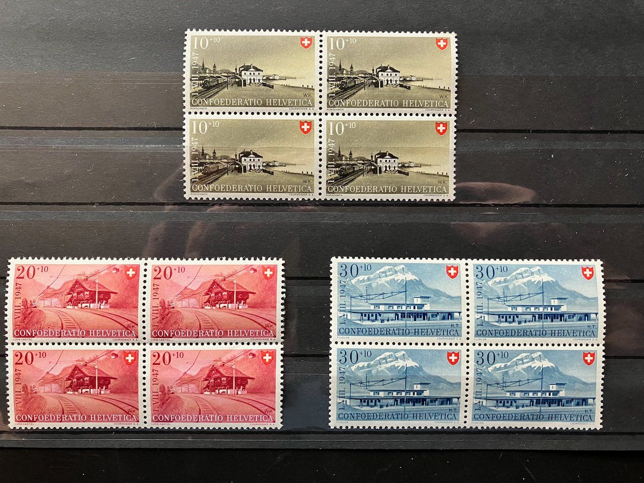 Alle Briefmarken: Pro Patria 1947-49 Viererblöcke postfrisch – Gebraucht aus Nesslau von zueri6 1