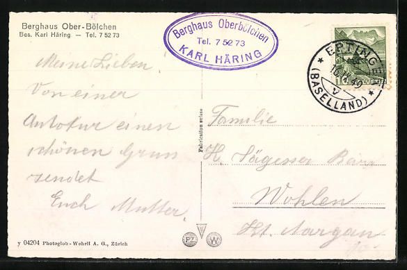 Cartoline postali: Ober-Bölchen, Berggasthaus Oberbölchen – Usato da Berlin venduto da bartko-reher 1
