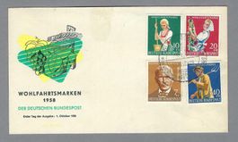1958, WOHLFAHRTSMARKEN, ILLUSTR. FDC