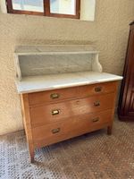 Commode ancienne en marbre – Estampillée "Perrenoud Meubles"