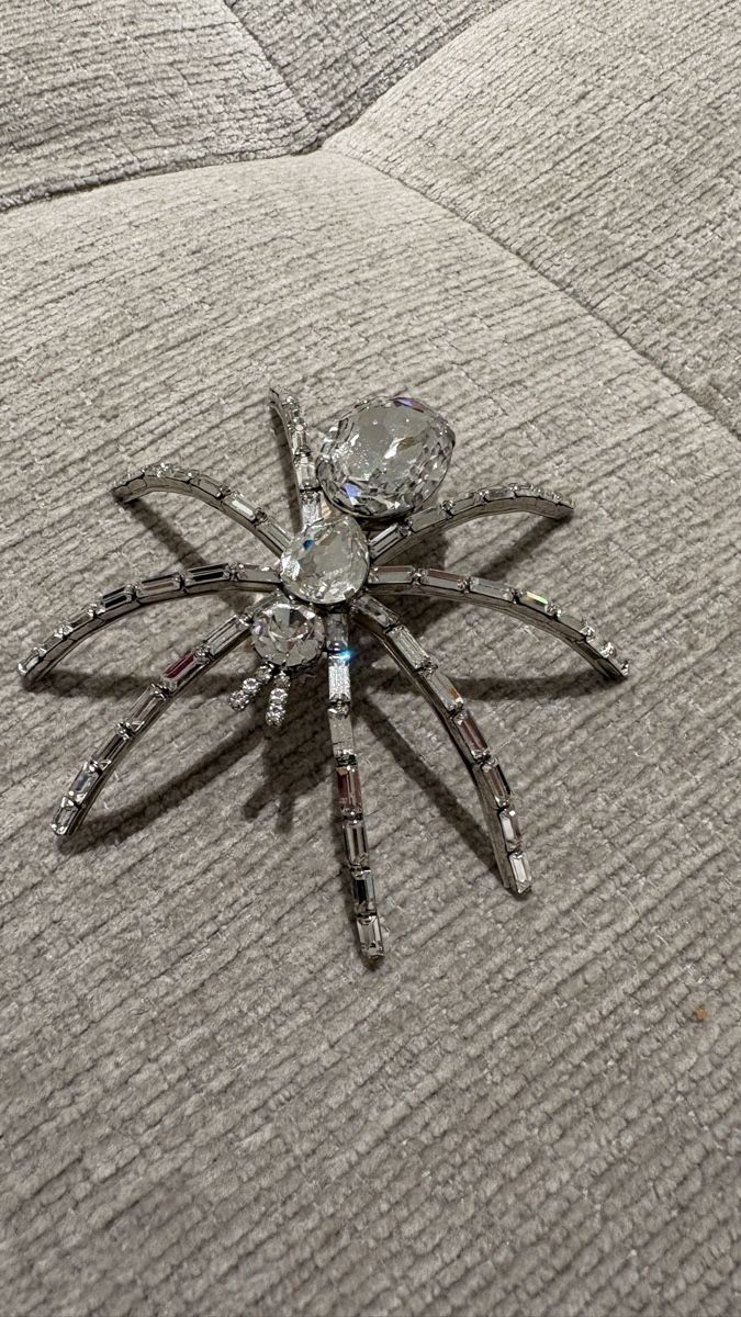 Spille & Fermagli: Brosche Spinne silberfarben mit Glassteinen – Usato da Zürich venduto da alivasalli