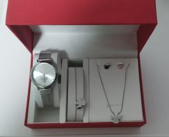 Edelstahl-Set – Uhr + Halskette + Armband + Ohrringe
