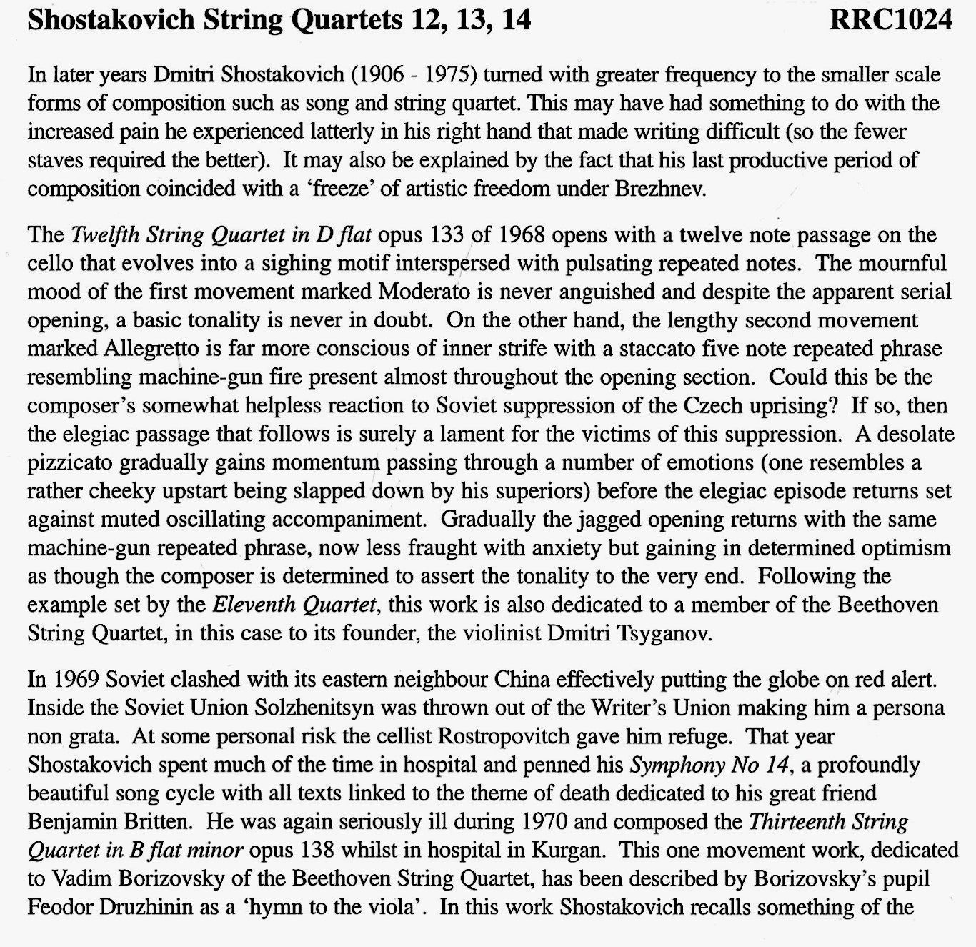 CDs: The Shostakovich Quartets STRING QUARTETS 12 13 14 KlassikCD – D'occasion à Kandergrund par Sososo 4