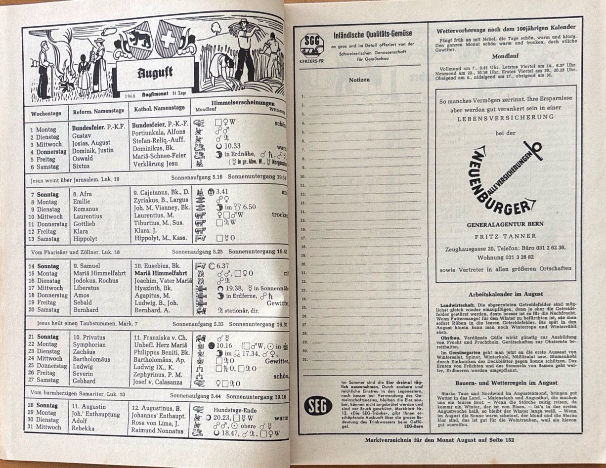 Libri: Feierabend Kalender 1960 – Usato da Sarnen venduto da Livres 2